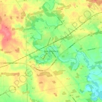 New Hamburg地形图、海拔、地势