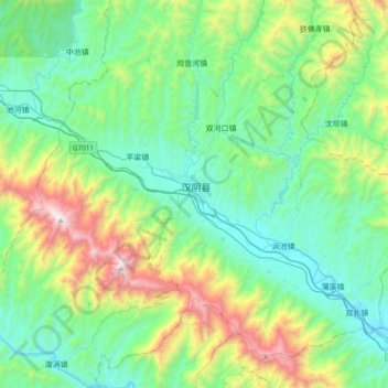 汉阴县地形图、海拔、地势