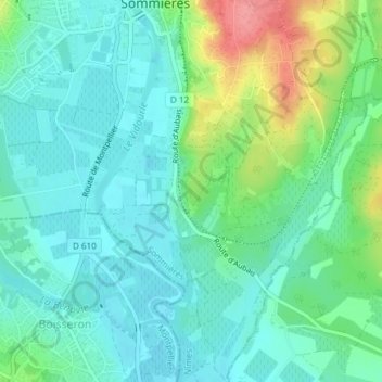 Costes Cirgues地形图、海拔、地势