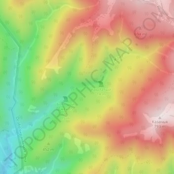 Радужный地形图、海拔、地势
