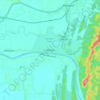 Lakhipur地形图、海拔、地势