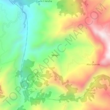Minipi地形图、海拔、地势