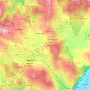 Lasserre地形图、海拔、地势