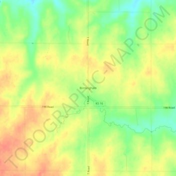 Birmingham地形图、海拔、地势