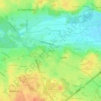 Le Vignan地形图、海拔、地势