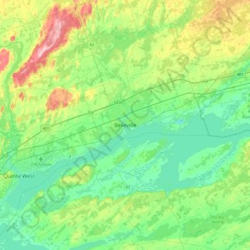 Belleville地形图、海拔、地势