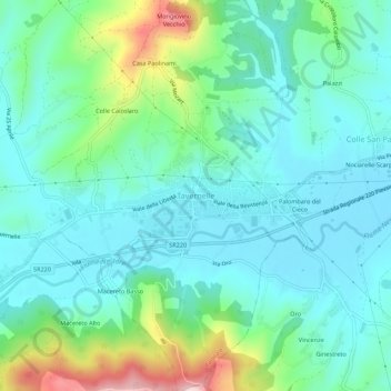 Tavernelle地形图、海拔、地势