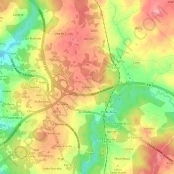 Corvelle地形图、海拔、地势