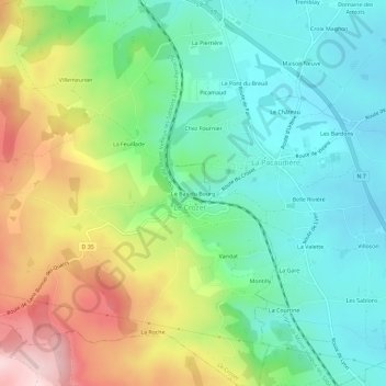 Le Bas du Bourg地形图、海拔、地势