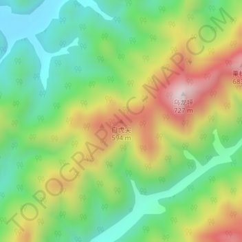 白虎尖地形图、海拔、地势