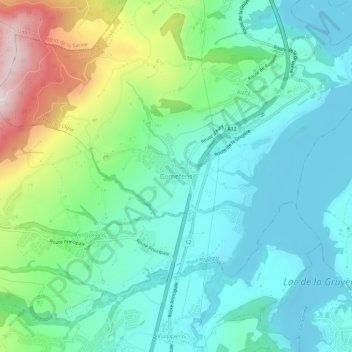 Gumefens地形图、海拔、地势