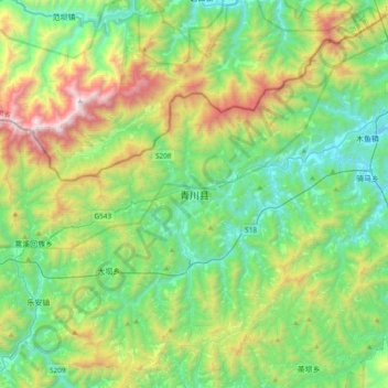 青川县地形图、海拔、地势