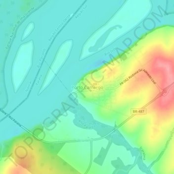 Porto Camargo地形图、海拔、地势