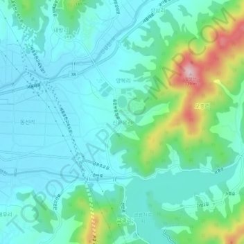 신양복리地形图、海拔、地势