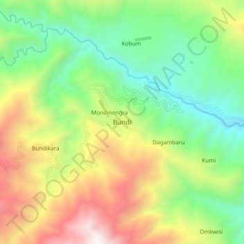 Bundi地形图、海拔、地势