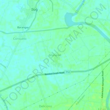 Manalad地形图、海拔、地势