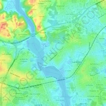 Kerentrech地形图、海拔、地势