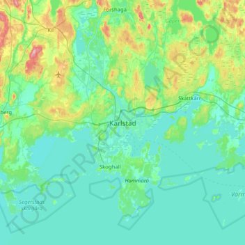Karlstad地形图、海拔、地势