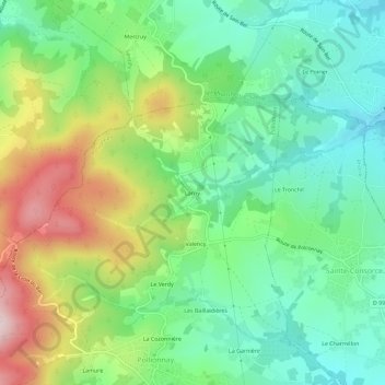 Larny地形图、海拔、地势