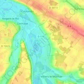 Chandelles地形图、海拔、地势