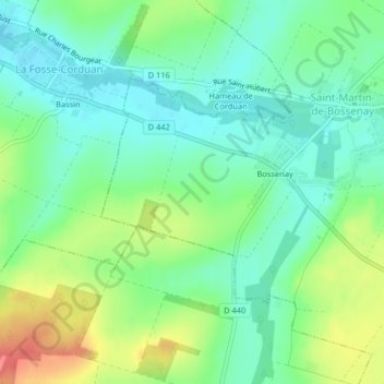 Chemin de Bailly地形图、海拔、地势