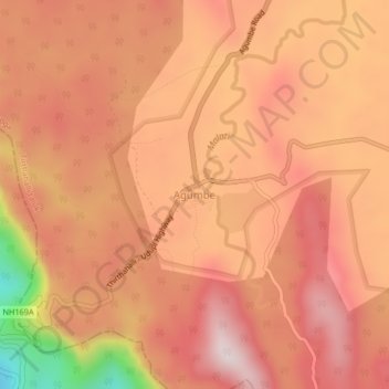 Agumbe地形图、海拔、地势
