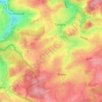 Wandebourcy地形图、海拔、地势