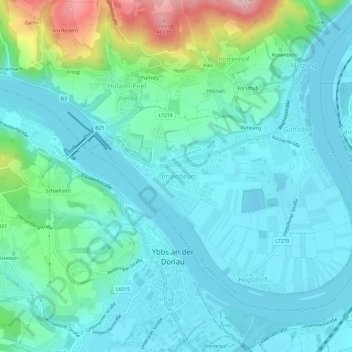 Persenbeug地形图、海拔、地势