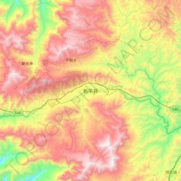 新平县地形图、海拔、地势