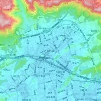 新店镇地形图、海拔、地势