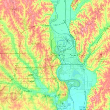 Omaha地形图、海拔、地势