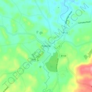 Fintona地形图、海拔、地势