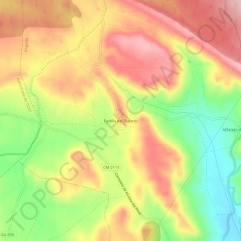 Padilla del Ducado地形图、海拔、地势