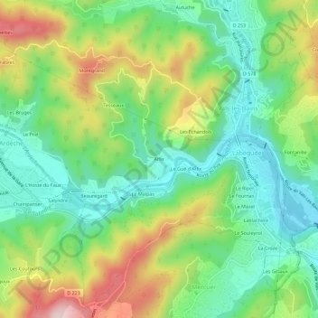 Arlix地形图、海拔、地势