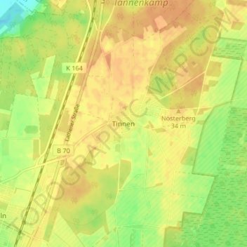 Tinnen地形图、海拔、地势