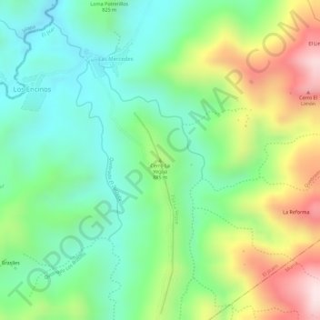 Cerro La Yegua地形图、海拔、地势