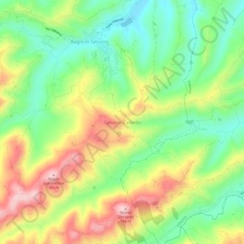 Tabiano Castello地形图、海拔、地势