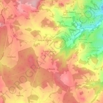 Combret地形图、海拔、地势