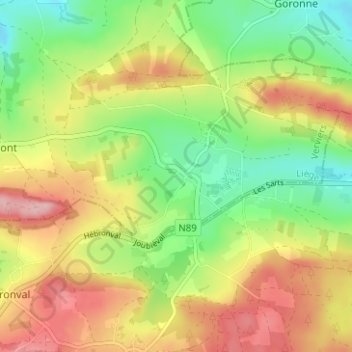 Petit Sart地形图、海拔、地势