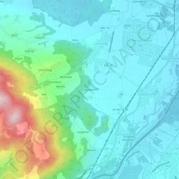 Wiesbach地形图、海拔、地势