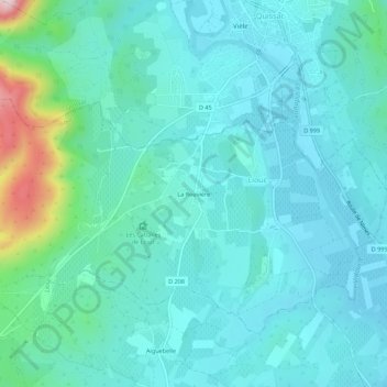 La Rouvière地形图、海拔、地势