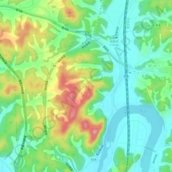 막곡리地形图、海拔、地势