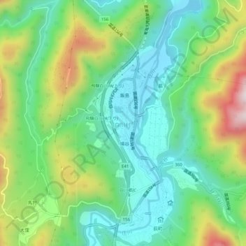 Shirakawa地形图、海拔、地势
