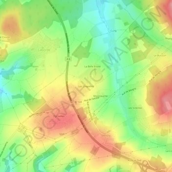 Les Chapelles地形图、海拔、地势