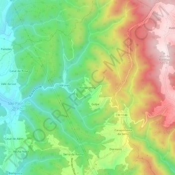 Rocha Velha地形图、海拔、地势