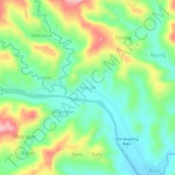 Tina-an地形图、海拔、地势