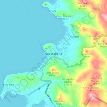 Copacabana地形图、海拔、地势