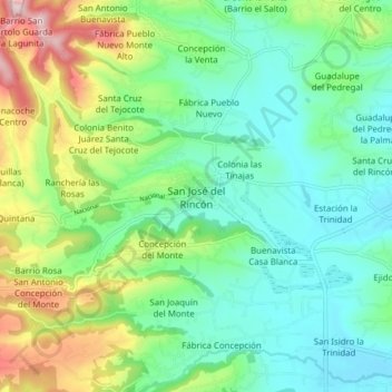 San José del Rincón地形图、海拔、地势