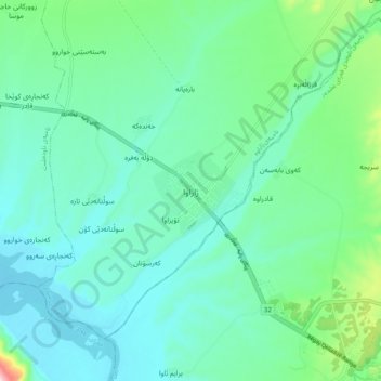 Zharawa地形图、海拔、地势