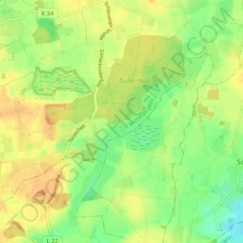 Schwienholm地形图、海拔、地势